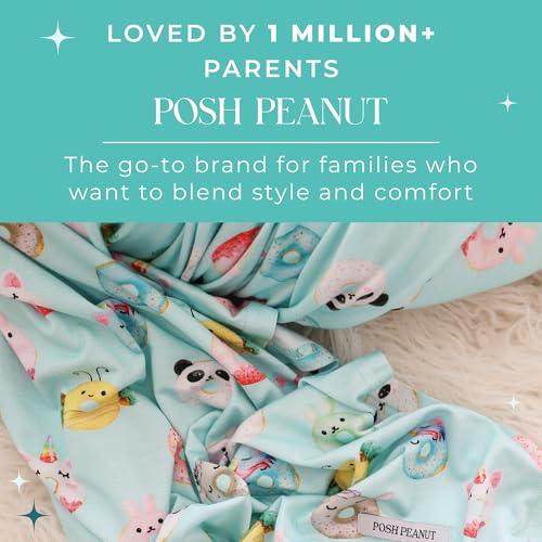 Image of Posh Peanut Swaddle Blanket & Headband Set - Viscose from Bamboo Stretchy Baby Swaddle for Newborn Girls, Receiving Blanket or Nursing Cover