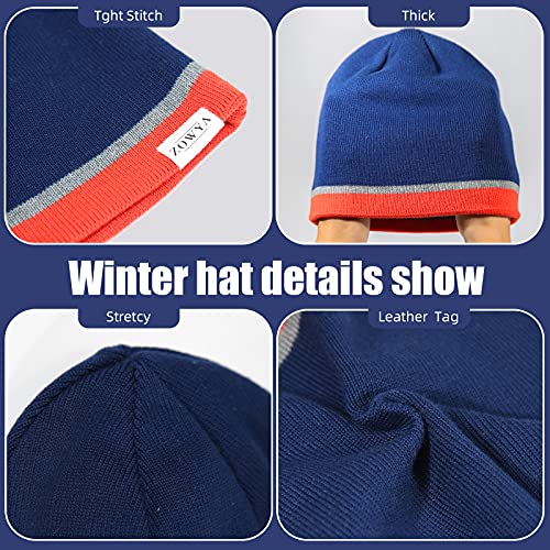 Zowya Reversible Knitted Beanie Hat For Men & Women Pinstripe Stretchable Double-Sided Wearable Cap Soft Winter Stylish Warm Unisex 1-Hat Black thumb #3