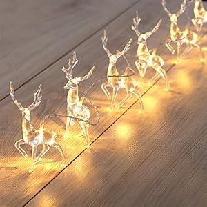 Reindeer Fairy Lights, 10 pcs Christmas Deer LED String Lights Battery Operated Waterproof Scattered Light Christmas…