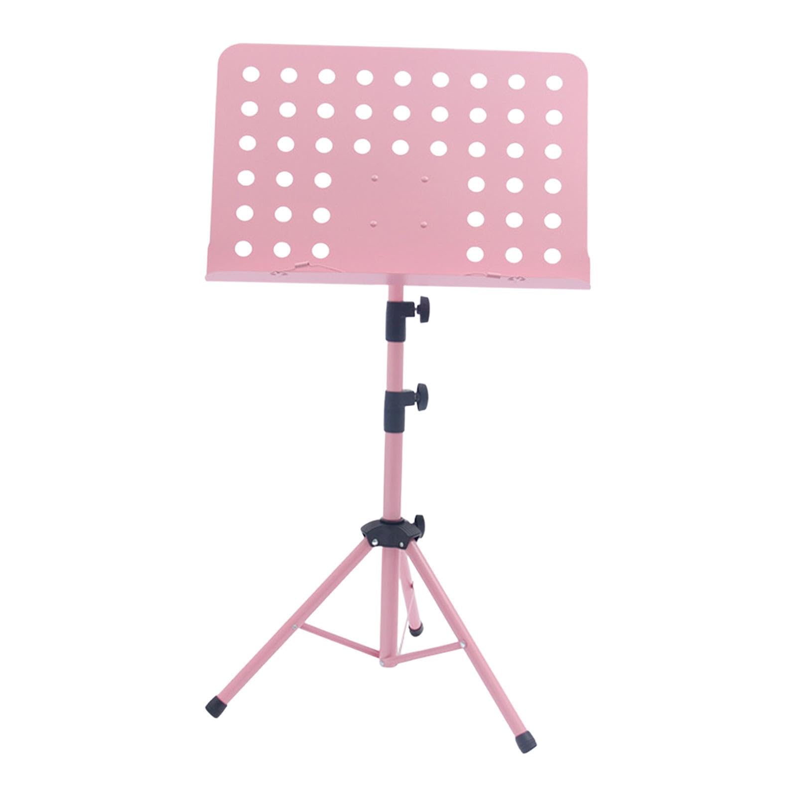 perfeclan Atril plegable para partituras, antideslizante, estable, robusto y práctico, altura ajustable para músicos profesionales, escenarios, Rosa