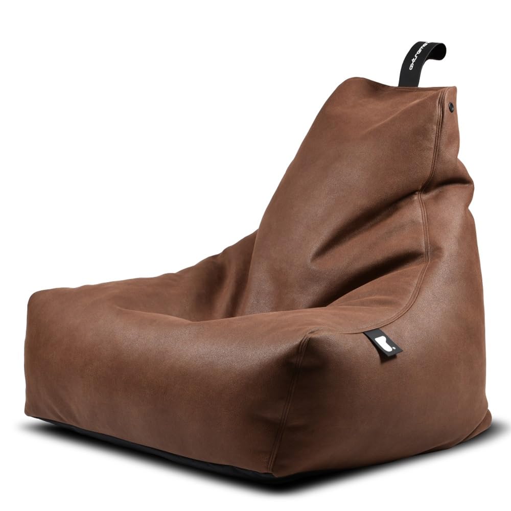 Mighty B-Bags Luxury Bean Bag - Made in UK Premium Quality Beans Bag - UV Protected Waterproof - Filled BeanBags Chair - Ideal for Indoor Outdoor Use (Chestnut)