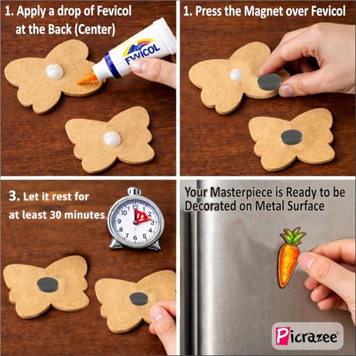 Image of Picrazee DIY Kit for Kids & Adults - Vegetable Fridge Magnet Painting Kit (11 Designs) | Ready-to-Paint 5.5 mm Thick Wooden DIY Craft Kit with Colors, Brushes & Magnets | Screen-Free Activity (Vegetables)