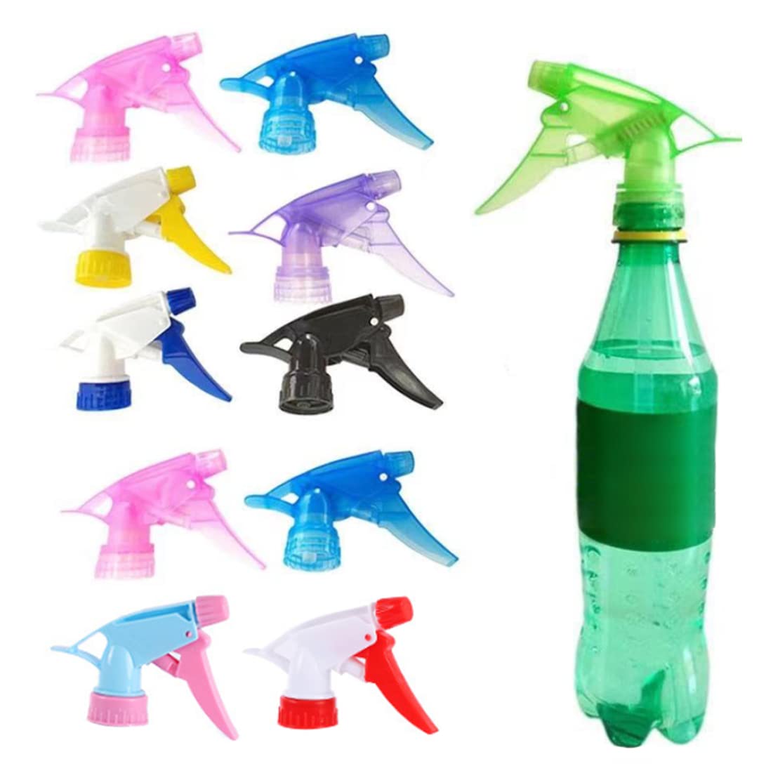 Hintyne Spray Trigger Head Spray Bottle Nozzle Plastic Trigger Leak Proof Bottle Head Replacement for Cleaning 10PCS Random Color
