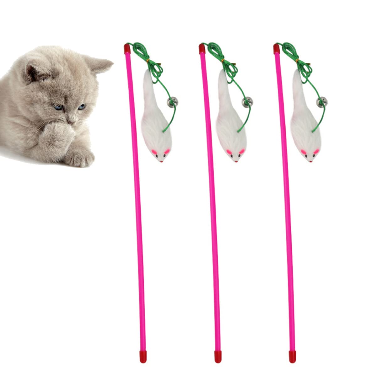FRCOLOR 15stücke Teiliges Katzen-spielzeugset Mit Plüsch- -stäben Interaktives Katzenspielzeug Zufälligen Farben Für Aktives Training Und Spielvergnügen