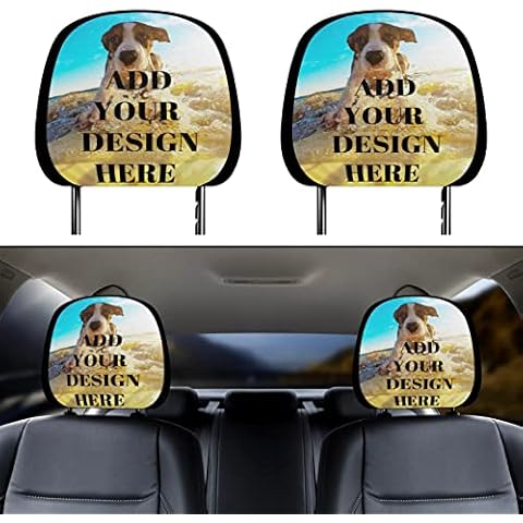 Naisian TEESOBUNNY Custom Headrest Covers for Cars Personalized Car Seat Headrest Cover Design Your Own Text Photo Logo Universal Fit Car Seat Decorative Headrest Cushion Case Cover