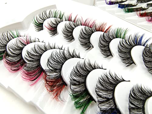 Ellazzle Colored Lashes Russian Strip Lashes With Color Fluffy D Curl False Eyelashes 7 Pairs #TOP2