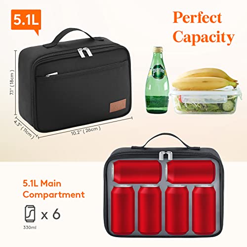 Lifewit Freezable Lunch Box, Insulated Reusable Lunch Bag With 2 Ice Packs, Mini Cooler Snack Bag For Bento Box For Salad, Sandwich, Snacks For Boys/Girls/Men/Women For School/Work/Daycare, Black #TOP2