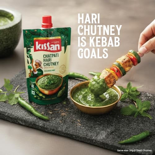 Image of Kissan Chatpati Hari Chutney, 200g, For Flavorful & Versatile Meals, With Fresh Coriander, Mint & Green Chillies, Silbatta-Like Texture, Sourced From Indian Farms, Ready To Eat (Pack of 2)