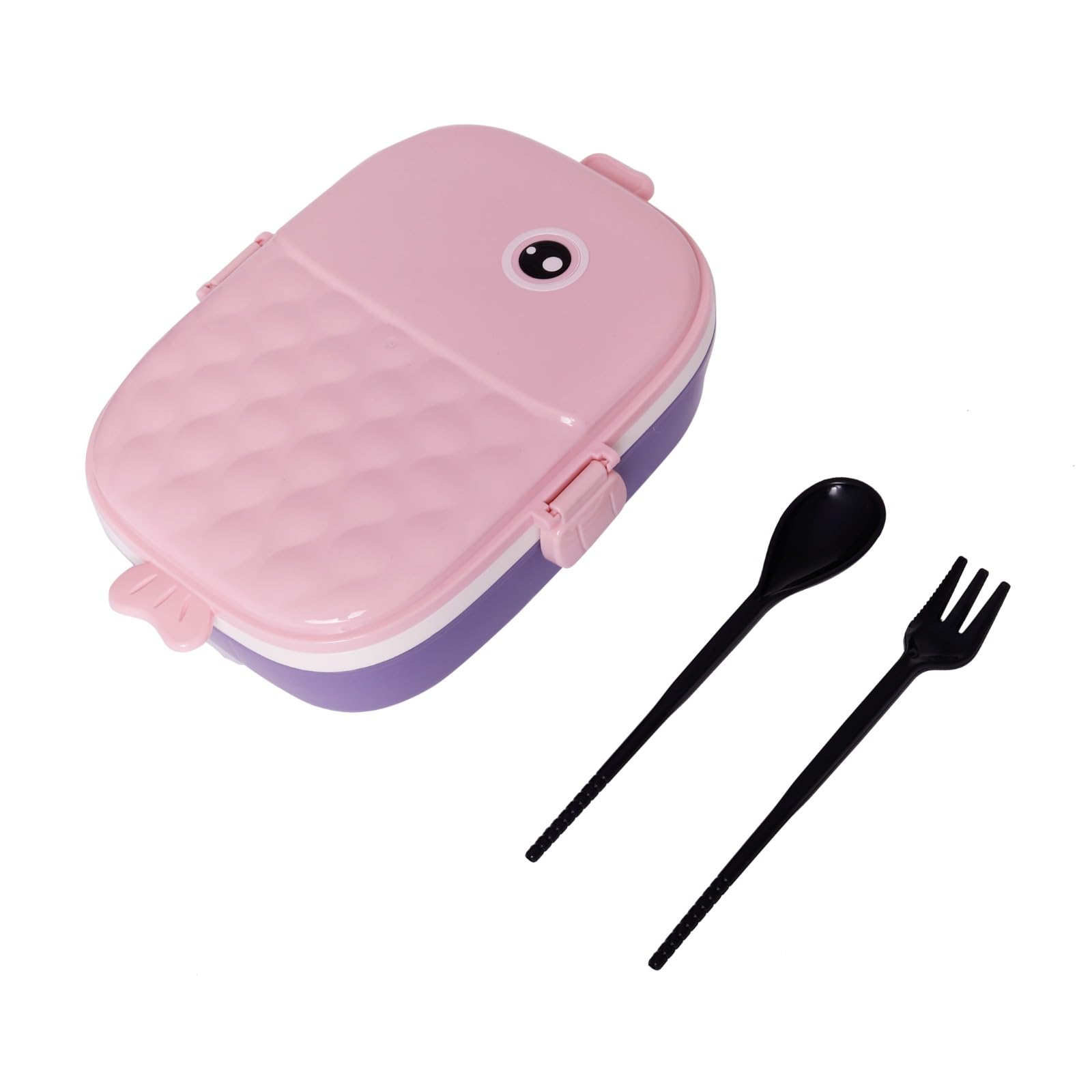 BPA Free Lunch Box Leak Proof 4 Compartment Lunch Boxes with Spoon and Fork Tiffin Box Reusable Freezer Safe Food Containers for Adults and Kids 750ML (Pink)