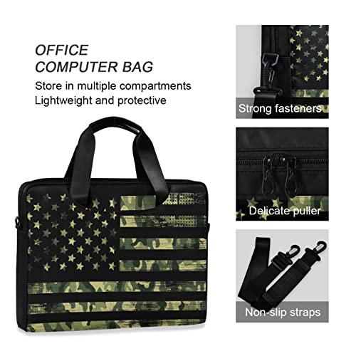 Usa American Flag Camo Laptop Sleeve Case 14 15.6 16 inch Computer Bag Men Women Briefcase Shoulder Strap Laptop Bag Messenger Notebook with Handle Boys Girls4