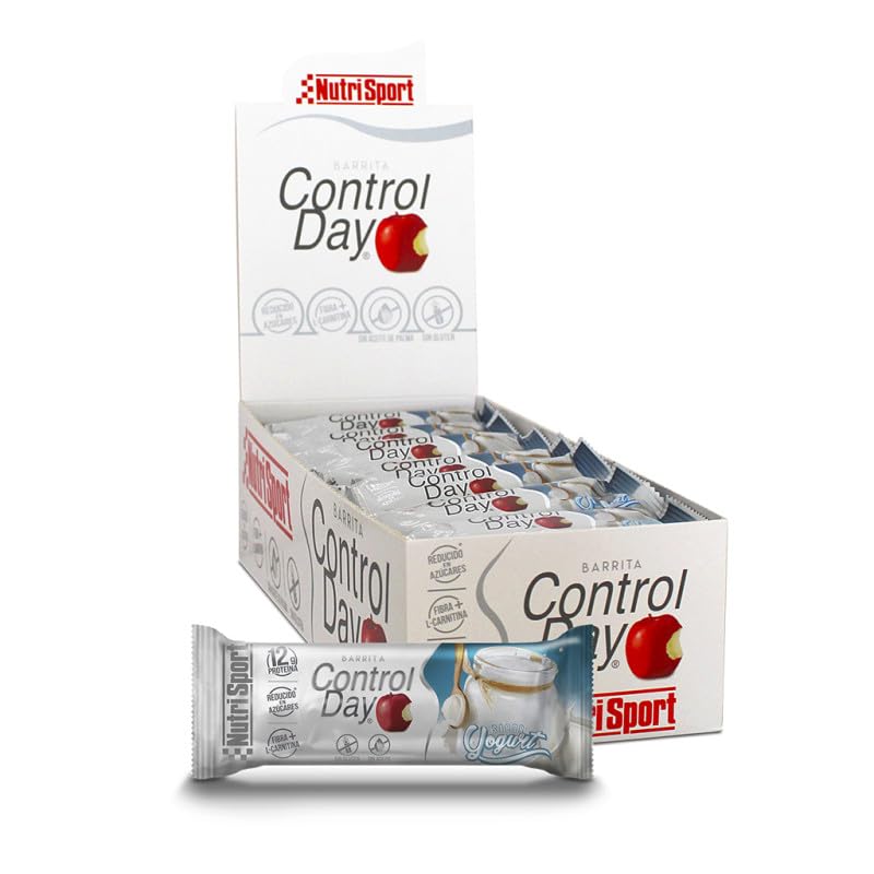 Nutrisport Control Day Barritas Proteicas 44g x 28 Barritas - Rica en Proteína y Fibra con L-Carnitina y Vitaminas - Aporte Proteico con Bajo Contenido en Azucar - Sabor Yogur
