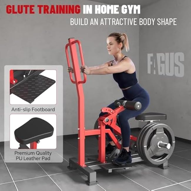 Standing Hip Thrust Machine, 660LBS Plate Loaded Vertical Hip Thrust Machine with Band Pegs, Adjustable Glute Bridge Machine for Butt Shaping and Glute Muscles Building