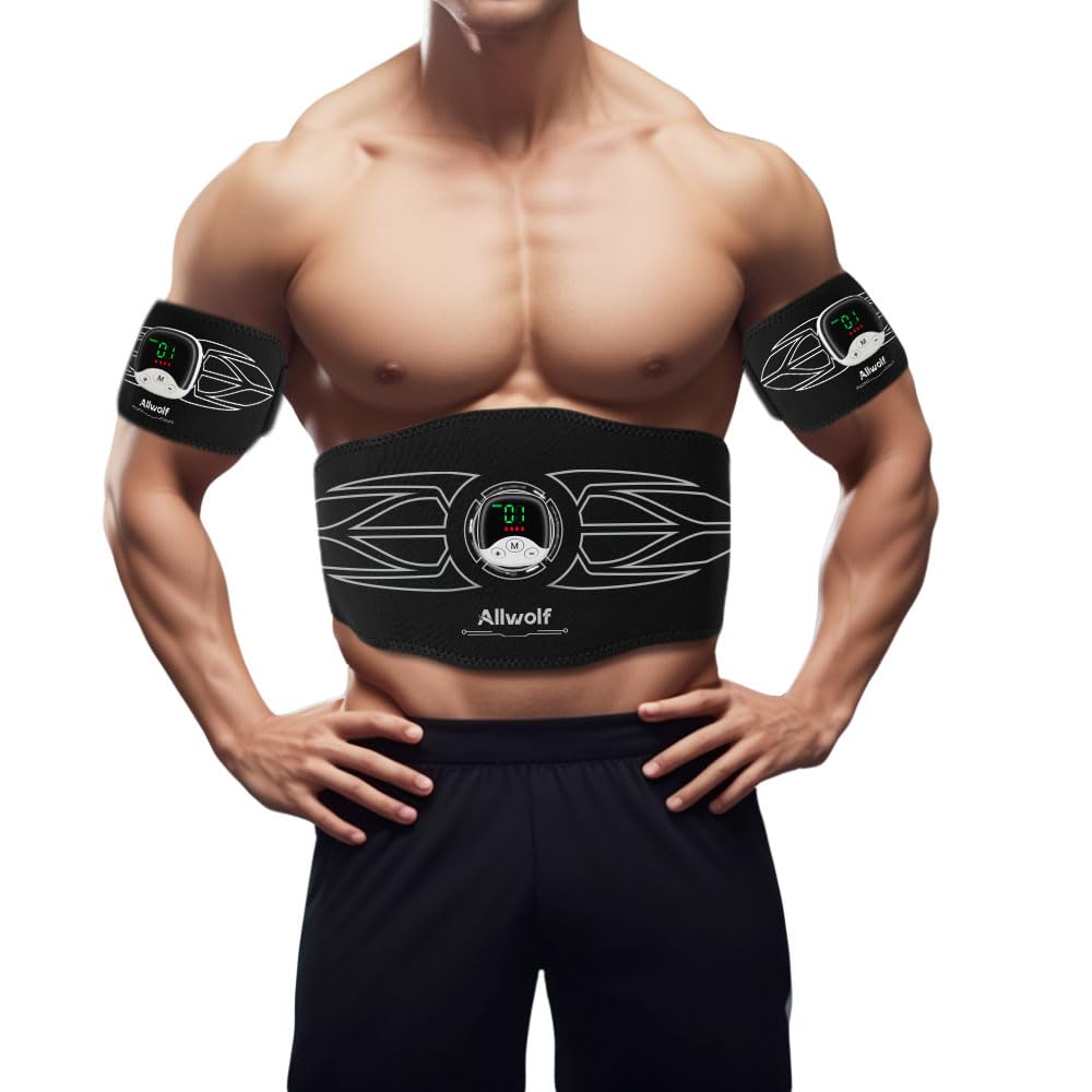 Ab Stimulator Muscle Toner，Abs Muscle Stimulator Abdominal Toning Fitness Belt for Men and Women Black