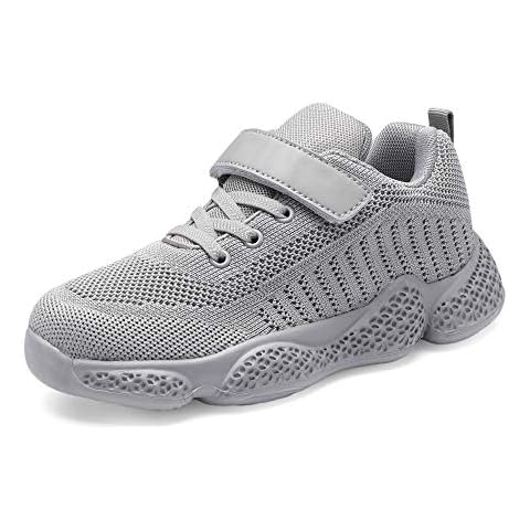 Casbeam Kids Breathable Sneakers Mesh Lightweight Easy Walk Casual Sport Strap Athletic Running Shoes for Boys Girls Grey Size: 13 Little Kid Cover