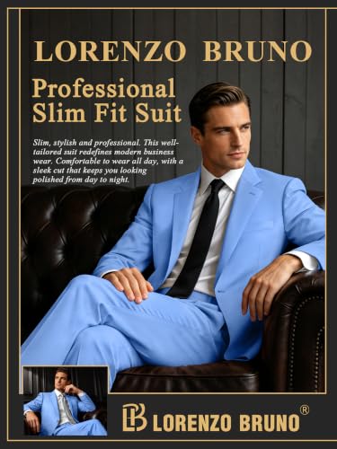 Image of Mens Suit 2 Piece Suits for Men One Button Slim Fit Solid Jacket & Pants Tuxedo Set Business Wedding Party Prom
