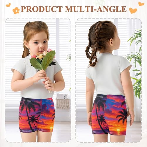 Girls Biker Shorts Toddler Cotton Shorts for Under Dresses Tropical Beach Sunset Palm Trees Little Girl 4t3
