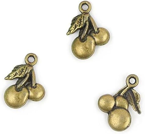 Jewelry Making Charms BJ066 Cherry Ancient Bronze Retro Findings Bulk Pendant for Necklace Bracelets