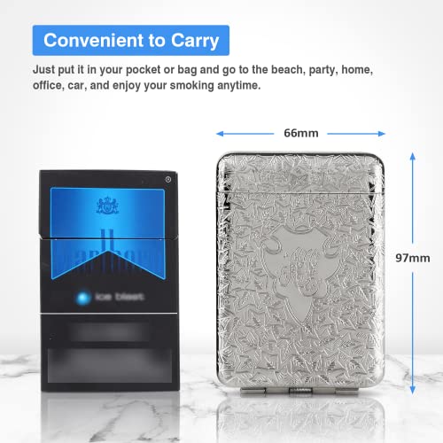 Yusud Metal Cigarette Case, Vintage Cigarette Holder For Weed, Peaky Blinders Box For 16Pcs 84Mm King Size Cigarettes, Unique Birthday Christmas Gifts For Women Men (Silver) #TOP1