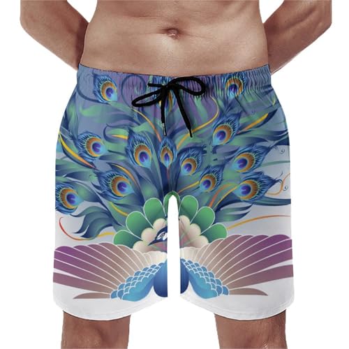 Shorts de bain homme paon anti-humidité swim trunk avec poches S