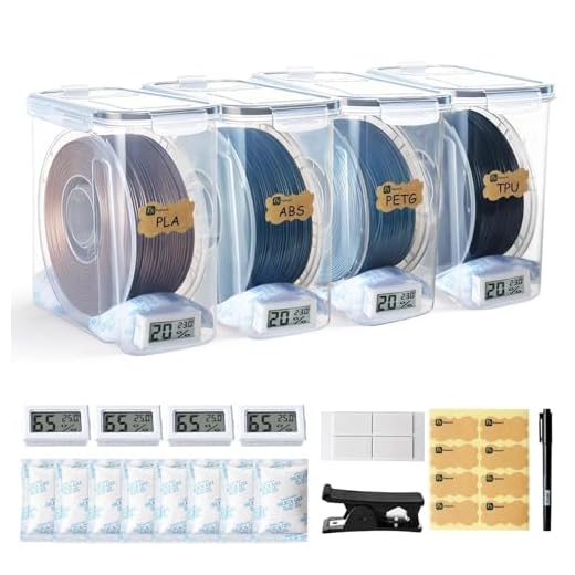 ⚡ Filament Storage Box - 4 Pack 4L 3D Printer Filament Containers with 4 Hygrometers, Airtight Dry Boxes for Sealing and Protection, Water-Proof & Dust-Proof, Reusable Desiccant, Tube Cutter & Labels