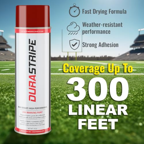 Image of Athletic Field Marking Paint - 2 Cases of 12 T-Tip Spray Cans (24 Total), 18 oz Each - Bright, Durable Field Striping Paint (Cardinal Red)