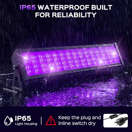 Image of T-SUN LED Black Light Bar, 72W Blacklight Bars for Halloween Decor Display | Blacklight Bar with 6ft Cord, Black Lights for Glow Party, Fluorescent Poster, Game Room, Stage Lighting, Covers 22x22ft Area