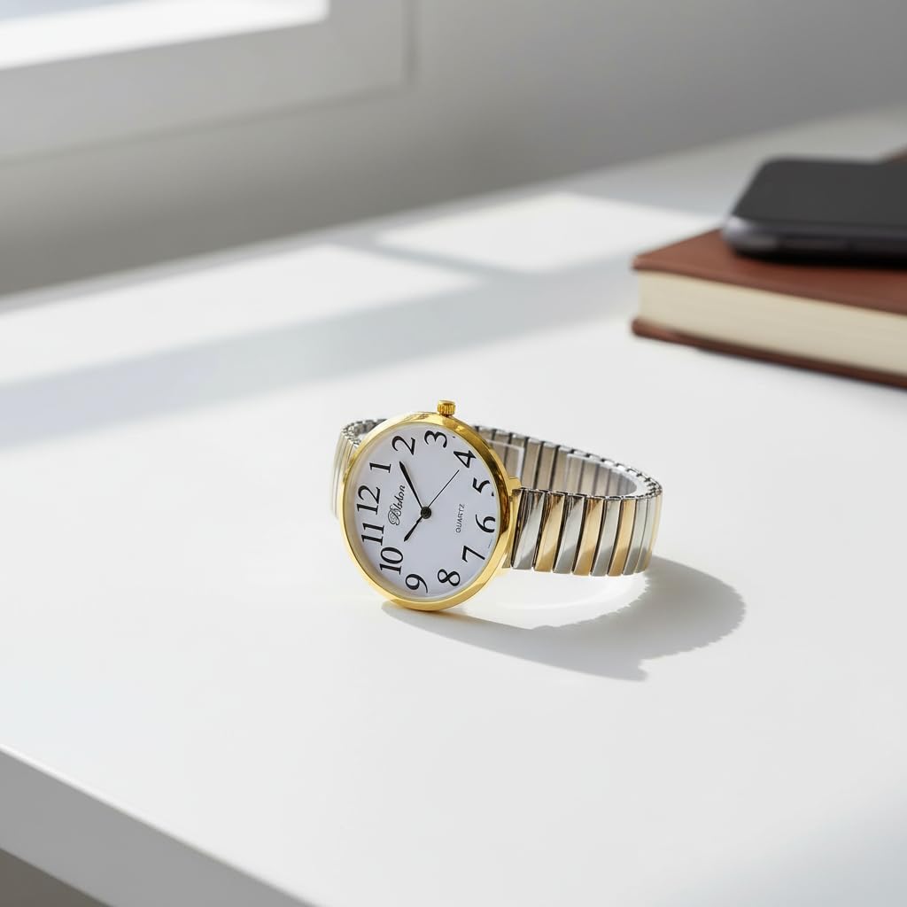 Geneva Super Large Stretch Watch Clear Number Easy Read (Two Tone) - Image 4