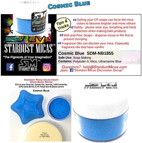 Pigment Powder Cosmetic Grade Colorant for Makeup, Soap Making, Epoxy Resin, DIY Crafting Projects, Bright True Colors Stable Mica Batch Consistency (10 Gram Jar, Cosmic Blue) - Image 6