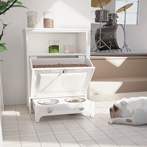 Roomfitters Modern Pet Feeding Station Furniture with 2 Elevated Dog Bowls, Pull Out Design, Pet Food Cabinet, Pet Toy… - Image 3