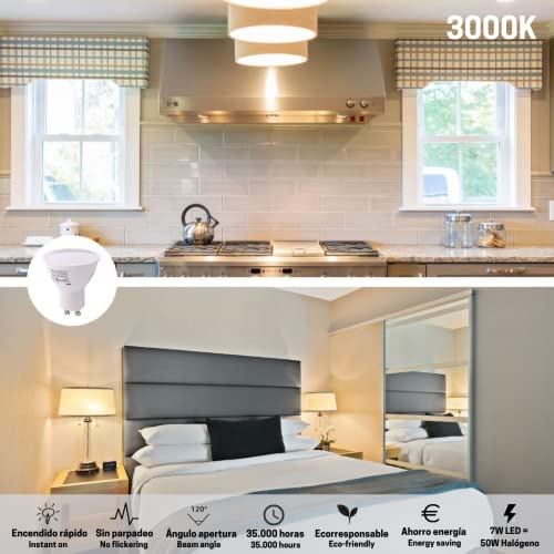 JANDEI, 7W GU10 LED Bulb, Warm White Light 3000K, Pack of 20-650 Lumens, Non-Dimmable (Equivalent to 27W Halogen) - Image 2