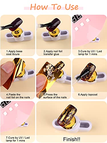 EBANKU 10 rollen metallic kleur holografische nagel folie transfer sticker, nagelfolie zelfklevende sticker, nail art… - Image 8