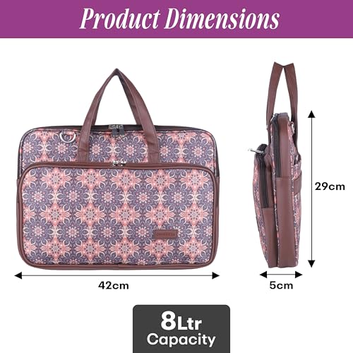 Image of Protecta Stride Floral Printed Laptop Messenger Bag for Men and Women for Office 16 inch Use Macbook Office Briefcase Bag Print Padded Sleeve Straps Durable Design Lightweight 18L Vintage Print