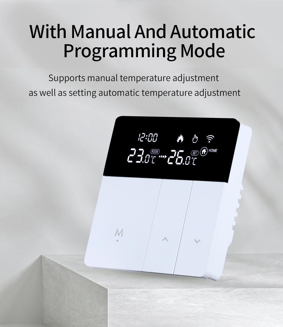 i8 Smart WiFi Termostato con controllo vocale (Alexa/Google) - Termostato interno programmabile, risparmio energetico, telecomando tramite app