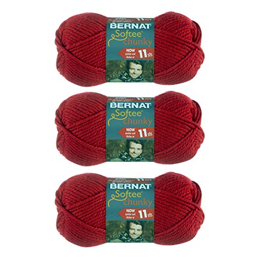 Bernat 16112828705-B Softee Chunky Yarn (3 Ball Pack), Berry Red, 3 Piece