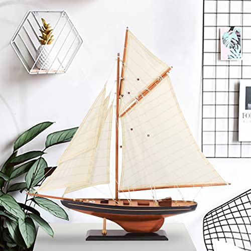 Nautimall 25" Wooden Sailboat Model Columbia America's Cup Ship Nautical Yacht Vintage Rustic Home Decor (Vintage Blue) #TOP4