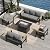 Aeeiua Aluminum Outdoor Patio Furniture Sets, 5 Piece Metal Patio Conversation Sets with Fire Pit with 5 Inch Cushion for Garden Backyard Deck