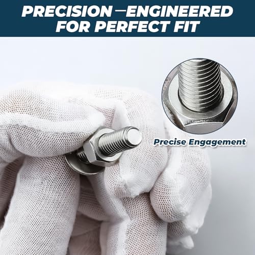 Image of 1 /4-20 x 1 /2 Inch Carriage Bolt Kit, 304 Stainless Steel (18-8) with Hex Nuts & Flat Washers - 10 Sets, Round Head Square Neck, Full Thread Coverage by Glvaner
