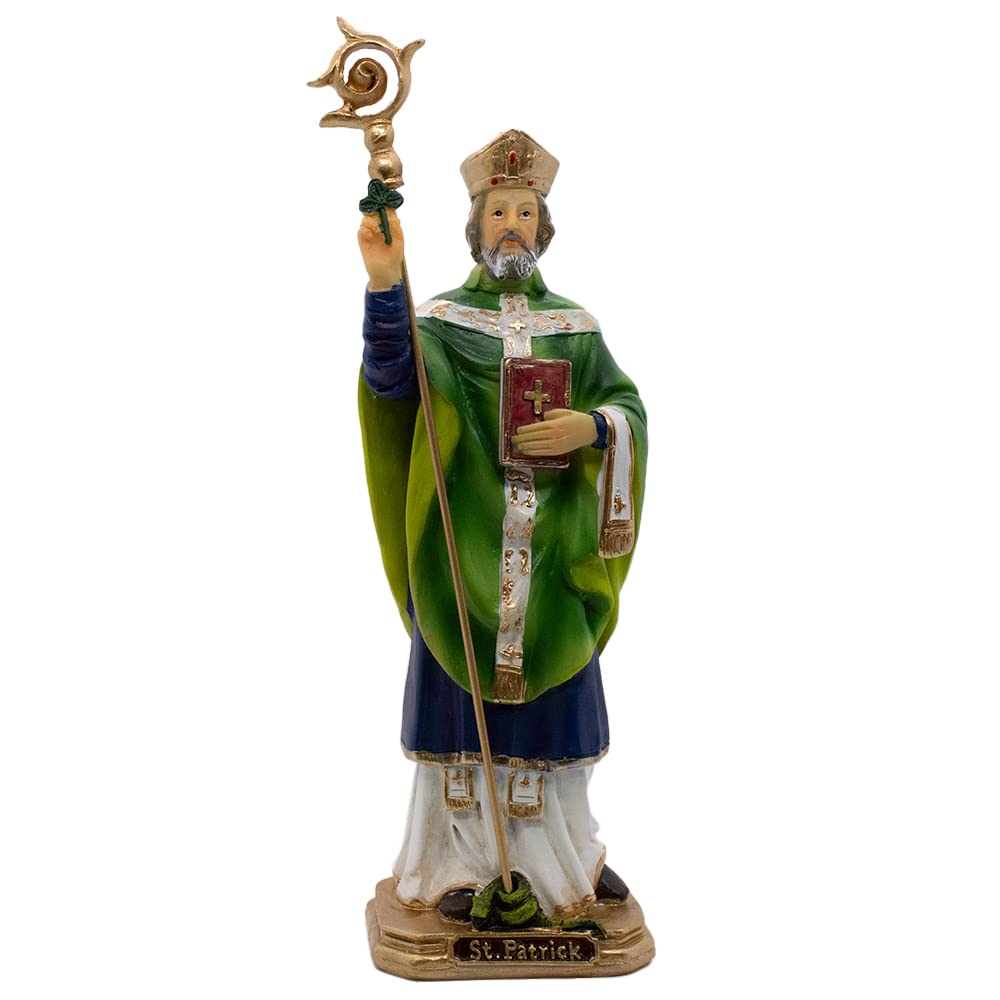 Saint Patrick | Patron Saint of Ireland | Christian Home Decoration | 8" Tall | Great Catholic Gift for Baptism, First Holy Communion, Confirmation, Graduation and Housewarming