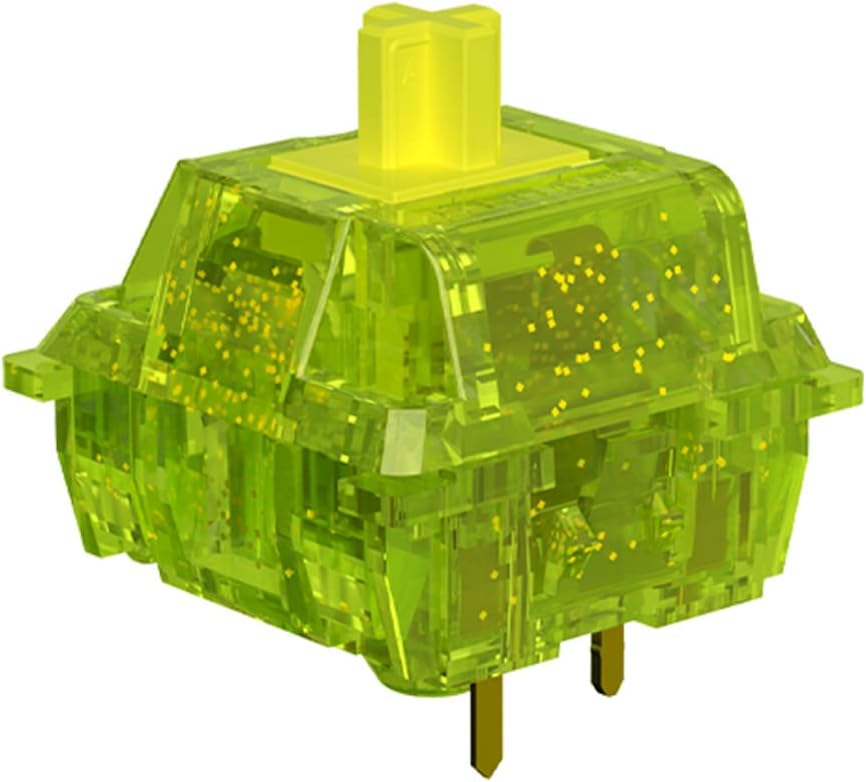 AJAZZ Diced Fruit Kiwi Keyboard Switch | 3 Pin 50gf Force Pre Lubed Tactile Switch | Durable 80M MX Switch for Mechanical Keyboard with Crystal Sequins Cover (46PCS | Kiwi Switch)
