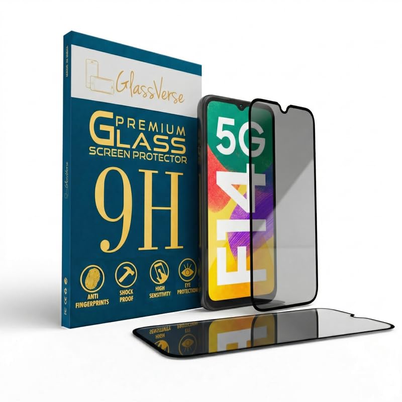 Image of GlassVerse Privacy Tempered Glass for Samsung Galaxy F14 5G | Anti Spy Screen Protector, 9H Hardness, Edge to Edge, Case Friendly, Hassle-less Installation Kit Included. (Pack of 2)