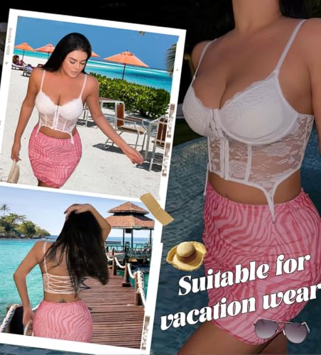 Lysvihart Sutiã feminino sexy floral top cropped renda bralette lingerie, Branco, G