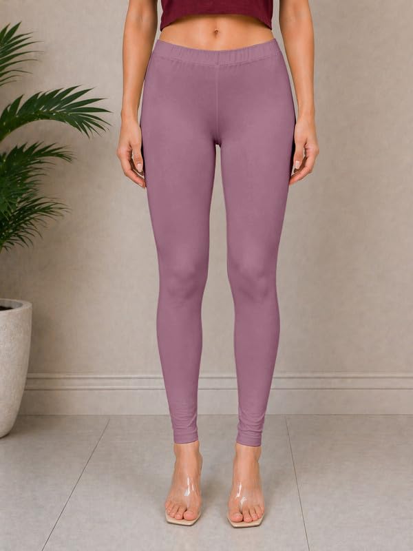 Image of TRENDMALLS Women's Microfiber Elastane Stretch Soft Churidar Length Leggings with Ultrasoft Waistband