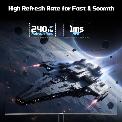 Image of Hikers 27 Inch 240Hz Curved Gaming Monitor, FHD 1080P Computer Monitor 4000:1 Contrast Ratio Fast VA with MPRT 1ms, 130% sRGB 1500R HDMI DP VESA 100x100, (G27H1F, One HDMI Cable Included)