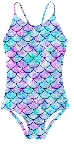 3-4 Years Old Mermaid Graphic Bathing Suit Swimming Cool Sun Protection Competition Swimsuit for Baby Toddler Girl 3-4 T Blue