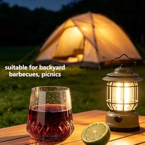 Image of Lueumxc 40 Pack Plastic Wine Glasses, 14Oz Origami Rhombus Disposable Wine Glasses Unbreakable Clear Plastic Cocktail Glasses Recyclable Shatterproof Reusable Wine Cups