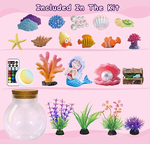 image for EUHQY Mermaid Terrarium Kit for Kids - Toys Crafts for Girls Ages 5 6 