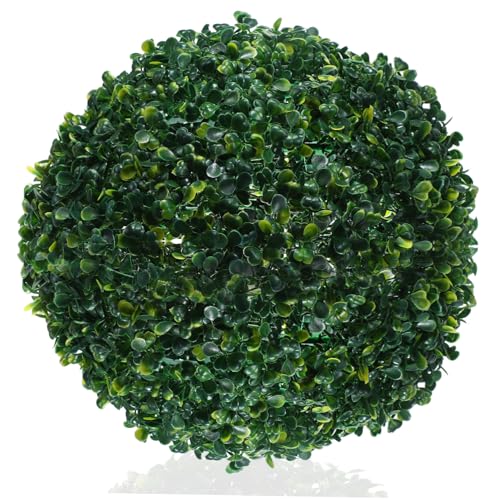 TOYANDONA Bolas De Boj Artificiales Decorativas 33cm, Esfera De Césped Artificial Resistente para Interiores y Exteriores, Color Verde Realista, Set De 2 Piezas para Jardín, Terraza y Techo