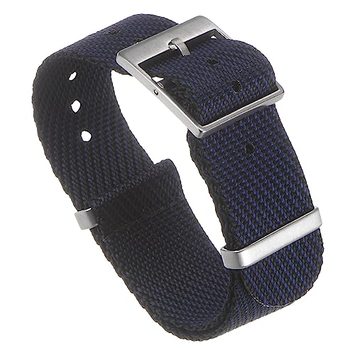 HARFINGTON One-piece Watch Band 22mm Width Slip-Thru Nylon Watch Strap for Men and Women, Soft and Comfortable Single-Layer Canvas Watchband, Black Blue