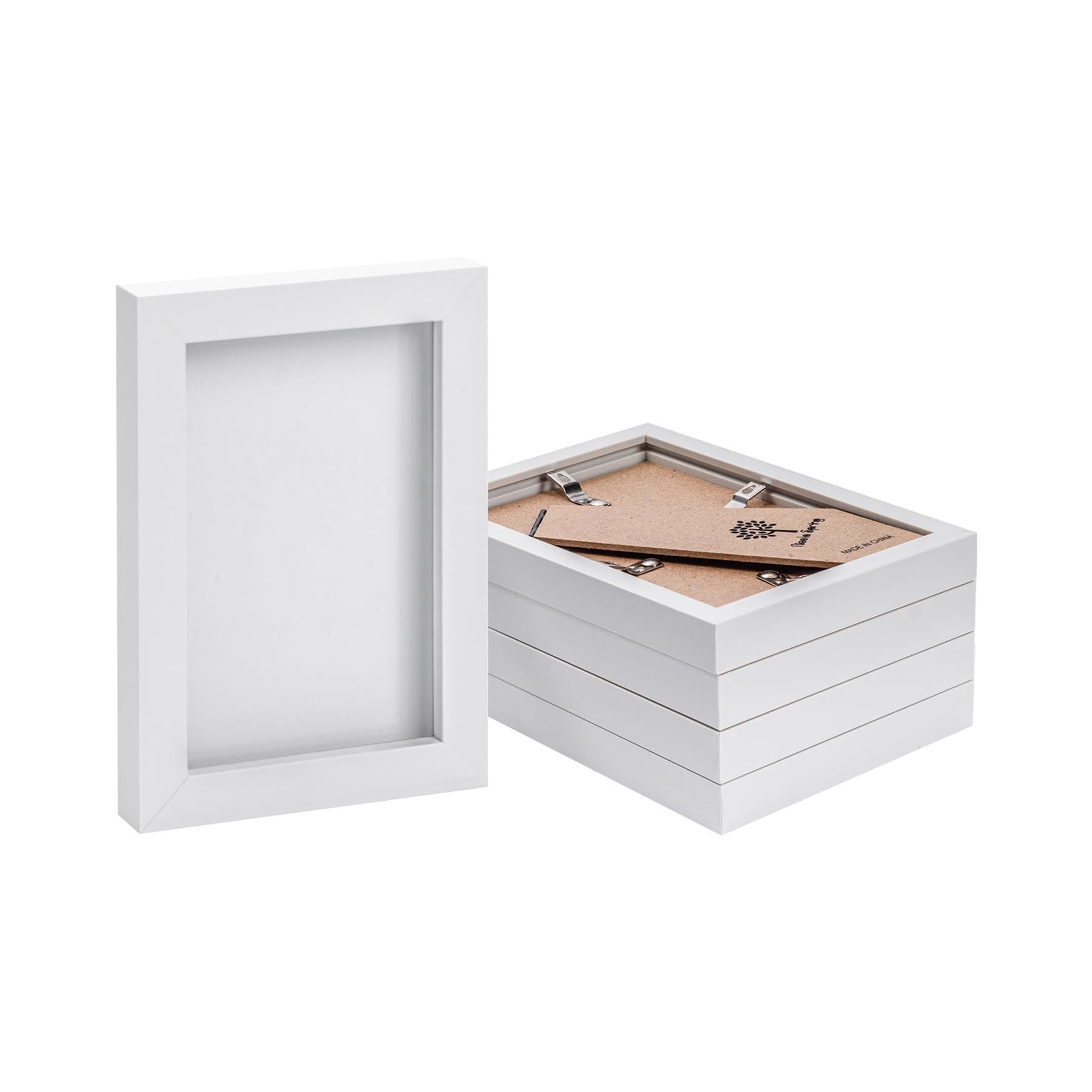 Nicola Spring White Photo Frames - Fits Photo Size 4 X 6 (10 X 15Cm) - Pack Of 5 - Picture Frame Wall Mounted Small Portrait With Stand Freestanding Certificate Poster Display