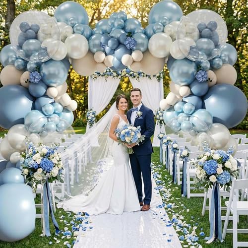 Image of Dusty Blue Balloons, Winter Wonderland Boho Wedding Birthday Party Balloons